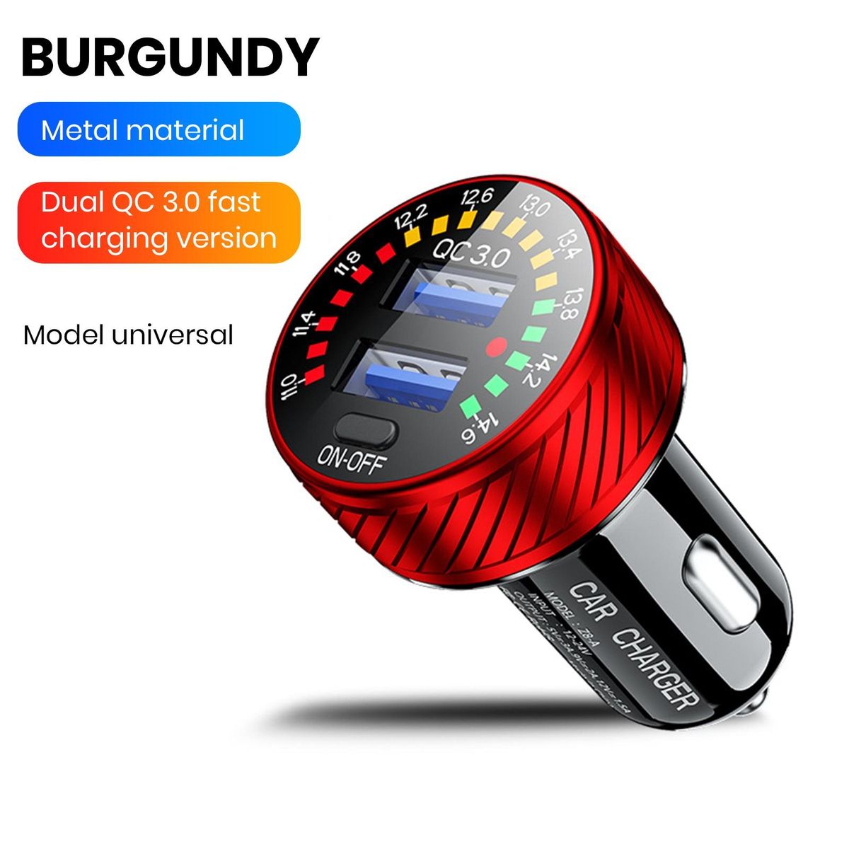 Safe Car Charger Turbocharge Touch High-speed Car Charger with Led Red