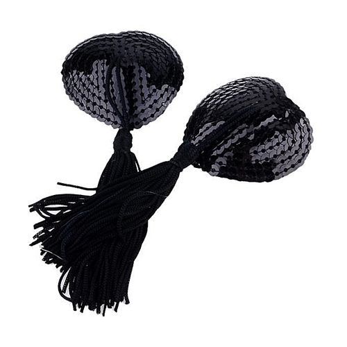1 Pair Sexy Women Ladies Lingerie Sequin Tassel Heart Shaped Breast Bra Nipple Cover Pasties Stickers Black, P-Yellow