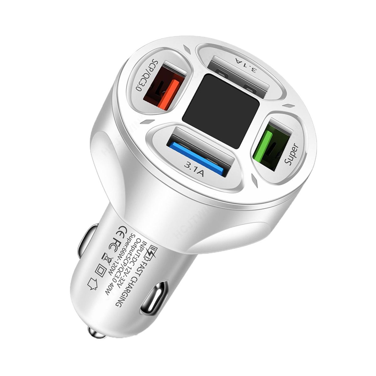 USB Car Charger 4 Ports Car Charger USB Socket White