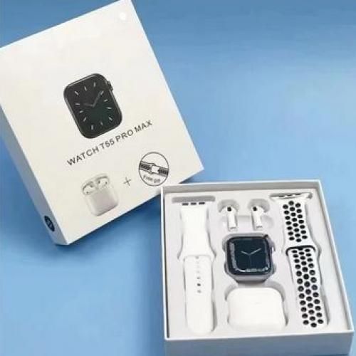 T55 SMART WATCH T55 PROMAX SMART WRISTWATCH WITH EARPODS FOR IPHONE & ANDROID