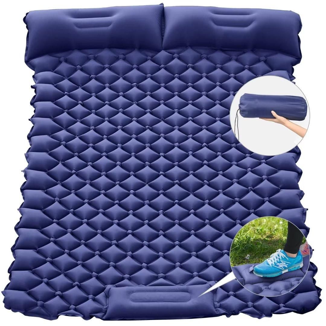 Double Inflatable Camping Pad Foot Press Ultralight 2 Person Camping Mat