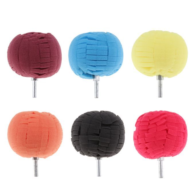 Burnishing Polishing Spherical Sponge Foam Pad Car Wheel Hub Dark Red