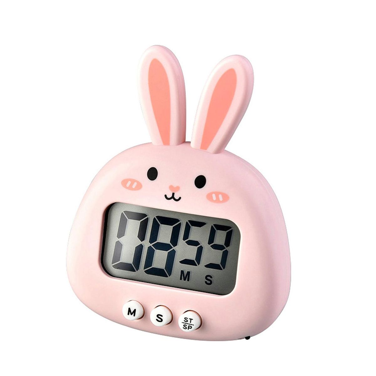 Digital Cartoon Rabbit Kitchen Manual Reminder Clock Pink