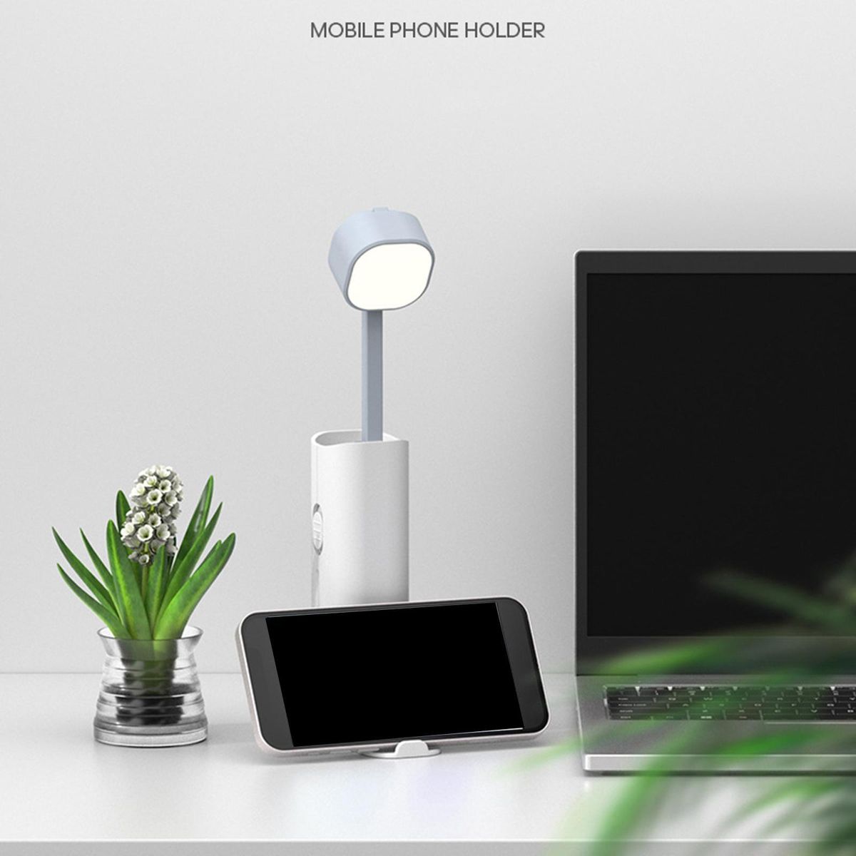 Foldable Desk Table Lamp USB Charging For Bedroom Bedside Modern Green