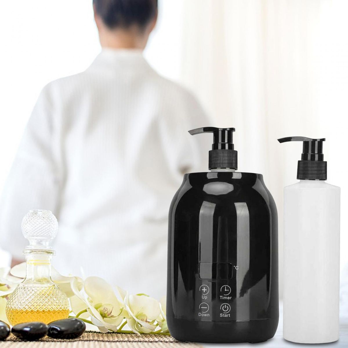 Single Bottle Oil Heater With 2Pcs Empty Bottles Salon