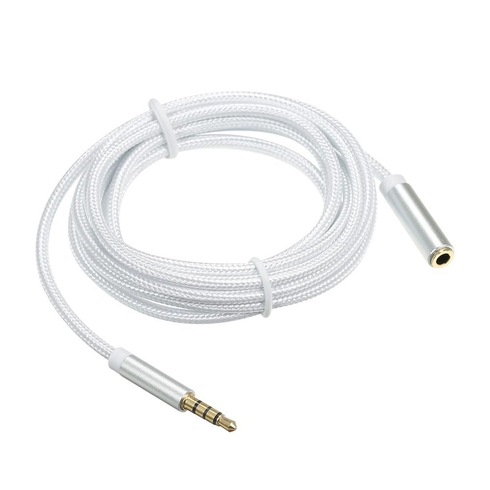 3.5mm TRRS Male to Female Audio Cable 3.5mm AUX Extension Cord Compatible with Car/Home Stereo Phone Laptop PC Game Console, Silver
