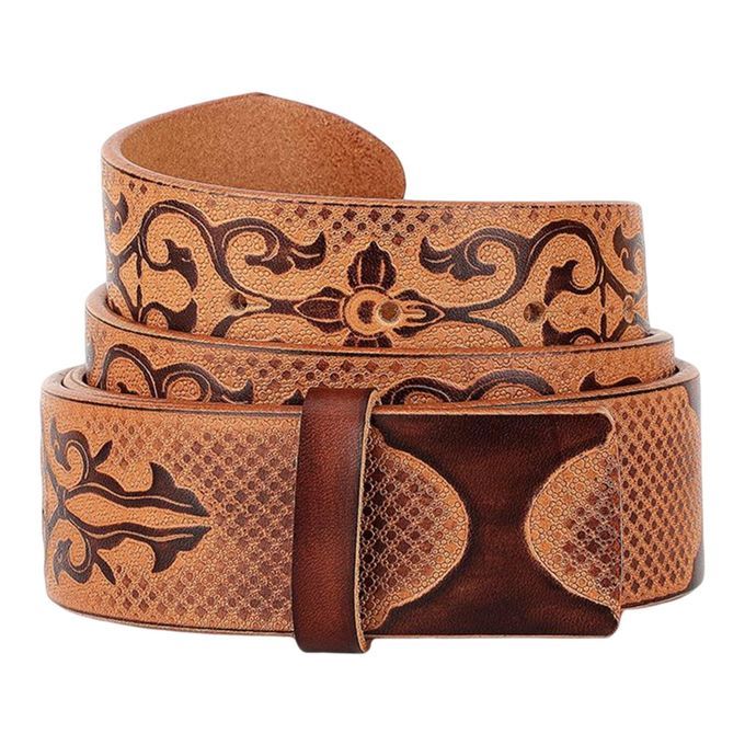 Men Belt, PU Leather Knight Belt With Buckle Adjustable Coffee