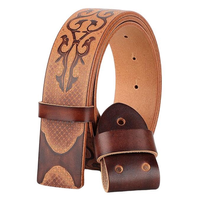 Men Belt, PU Leather Knight Belt With Buckle Adjustable Coffee