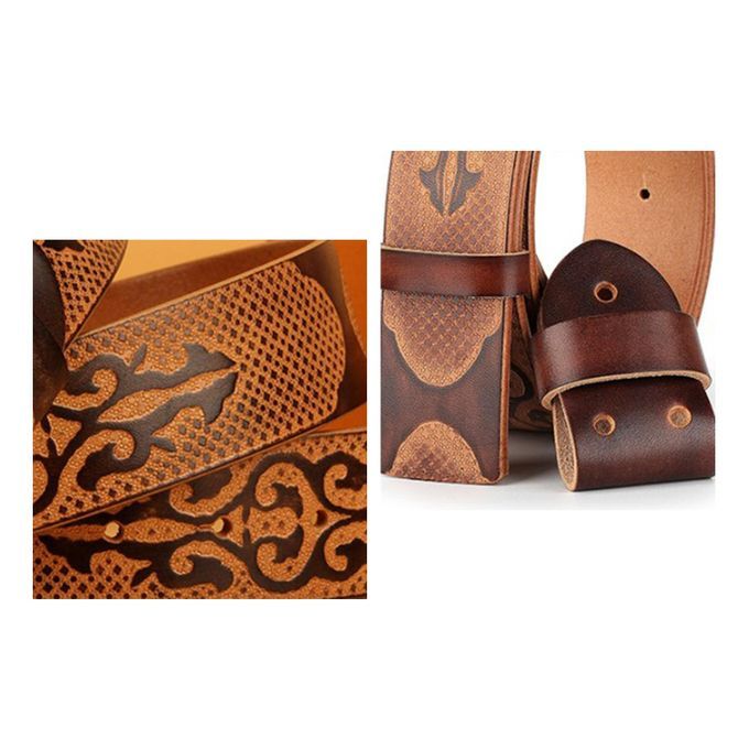 Men Belt, PU Leather Knight Belt With Buckle Adjustable Coffee