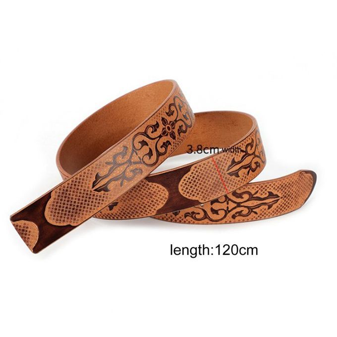 Men Belt, PU Leather Knight Belt With Buckle Adjustable Coffee