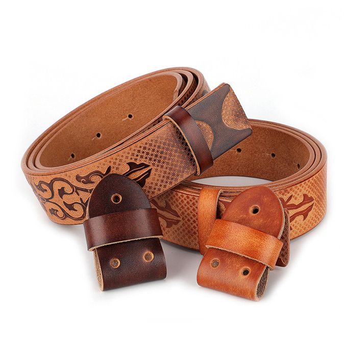 Men Belt, PU Leather Knight Belt With Buckle Adjustable Coffee