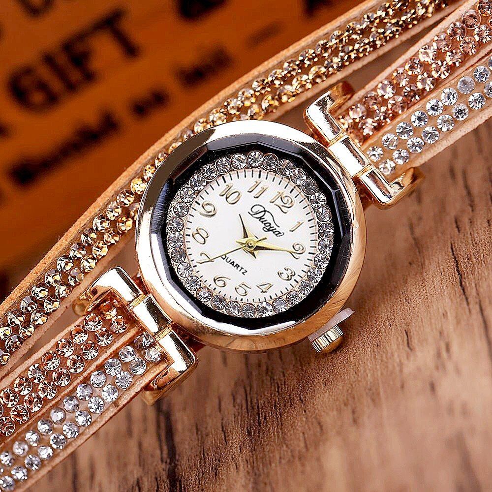 Small Watch Women Luxury Crystal Quartz Watches Ladies Gold Bracelet Wristwatch