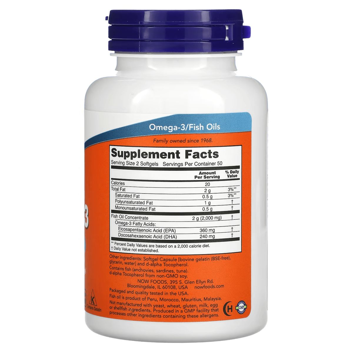 Omega-3 180 EPA / 120 DHA - 100 Softgels
