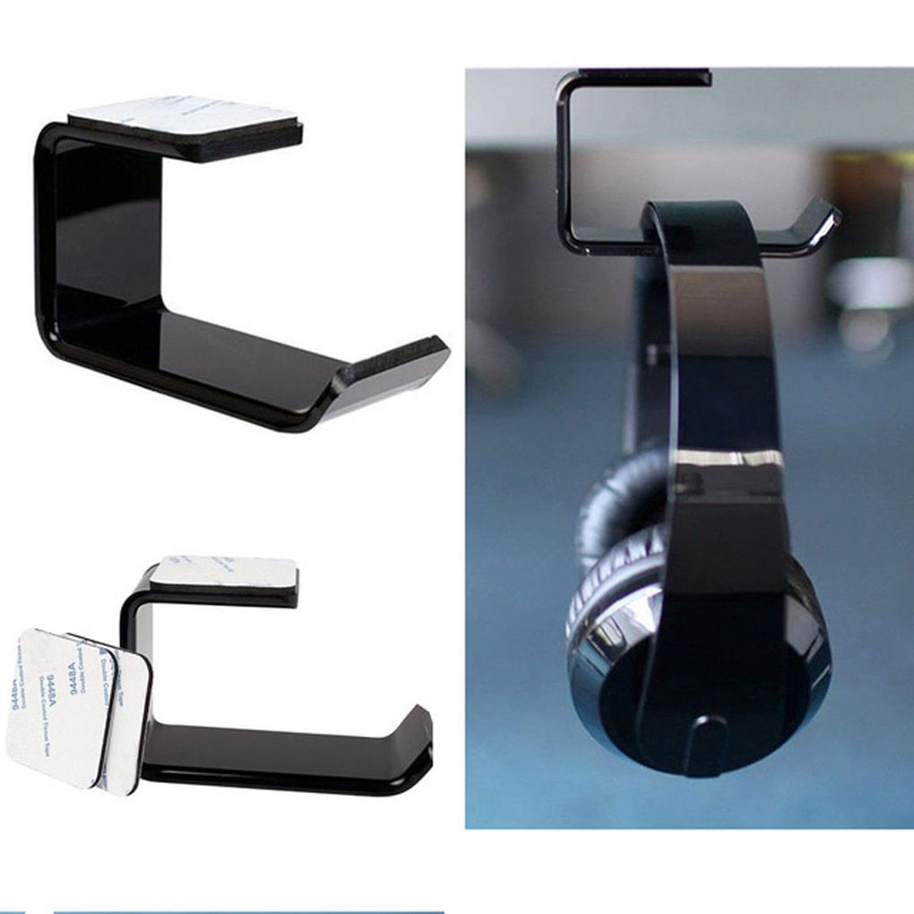 1PC Portable Sticker Headphone Bracket Hanger Under Desk Wall Mounted Headset Holder Hook Earphone Stander