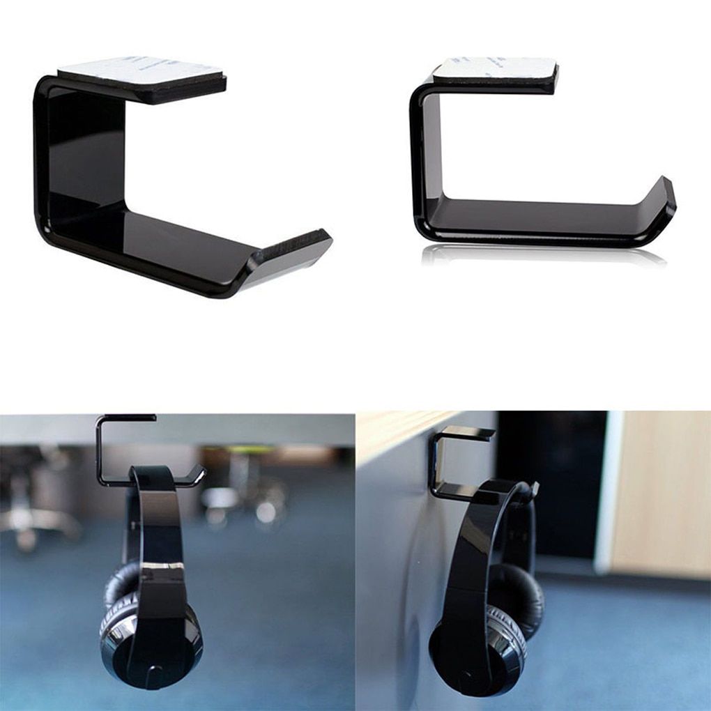 1PC Portable Sticker Headphone Bracket Hanger Under Desk Wall Mounted Headset Holder Hook Earphone Stander