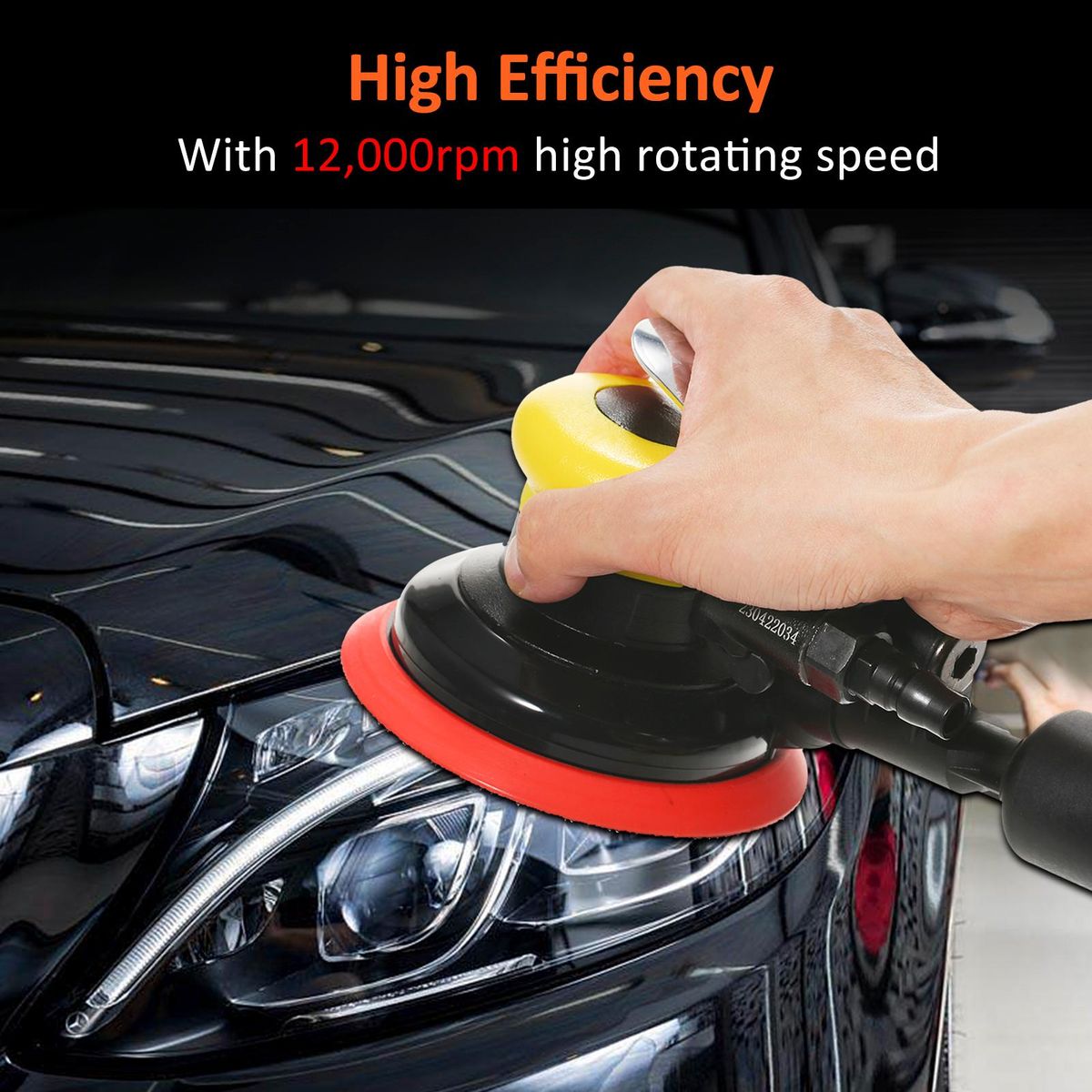 5'' Pneumatic Sander 12000rpm Pneumatic Palm Sander Professional Air Powered Sander Polishing Grinding Sanding for Car Metal Wood Wax Metal Work