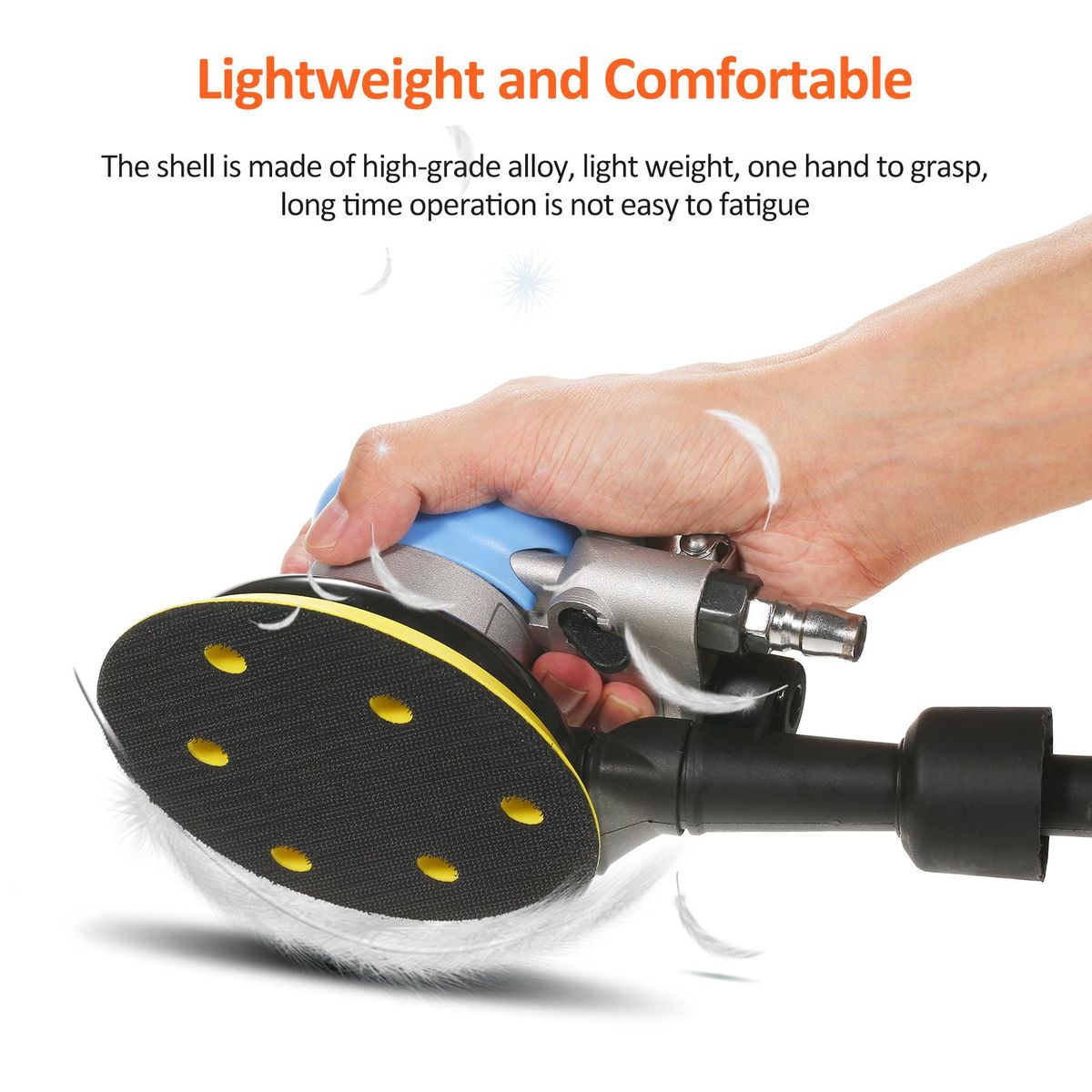 5'' Pneumatic Sander 12000rpm Pneumatic Palm Sander Professional Air Powered Sander Polishing Grinding Sanding for Car Metal Wood Wax Metal Work