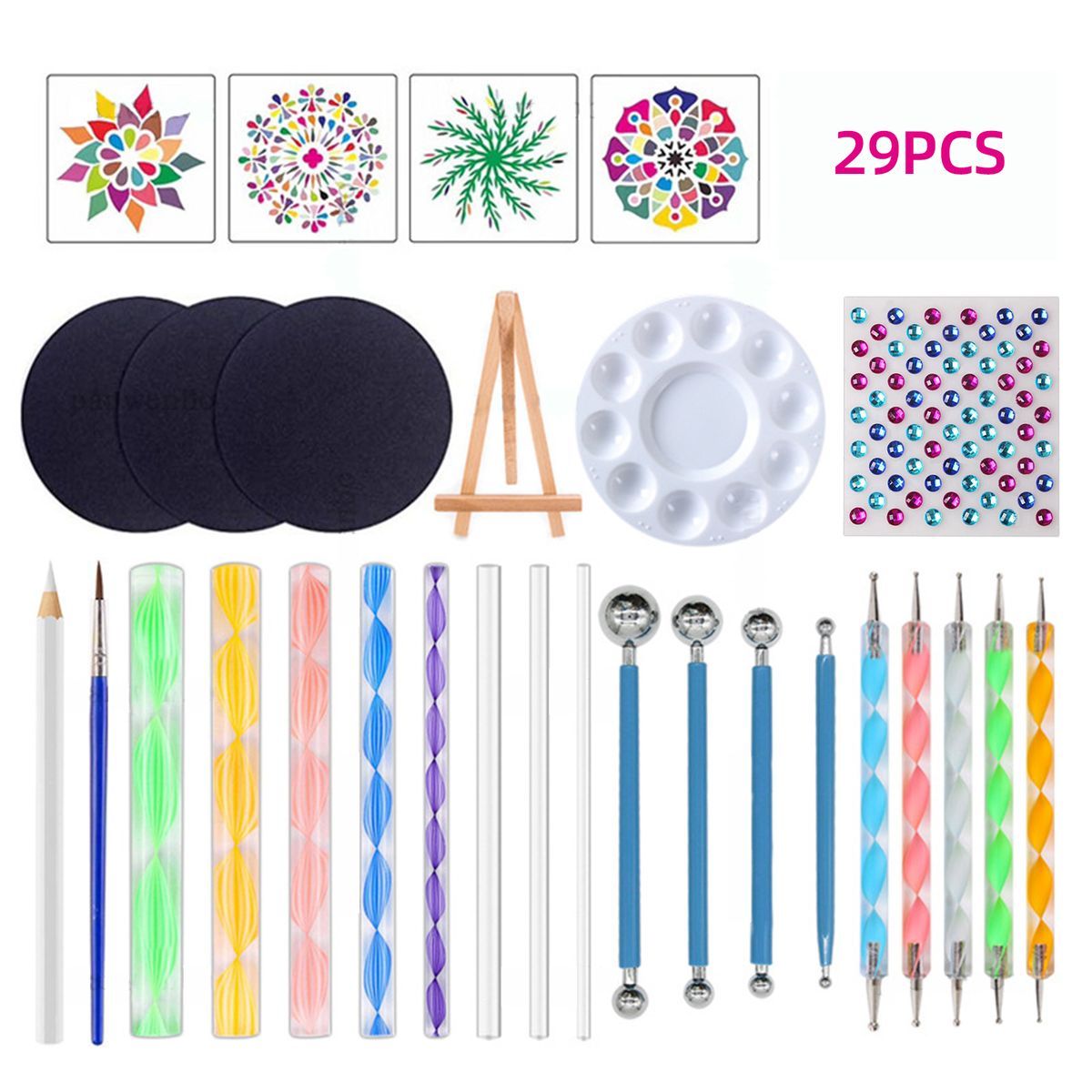 29pcs Mandala Dotting Tools Set With Stencils Palette Paint