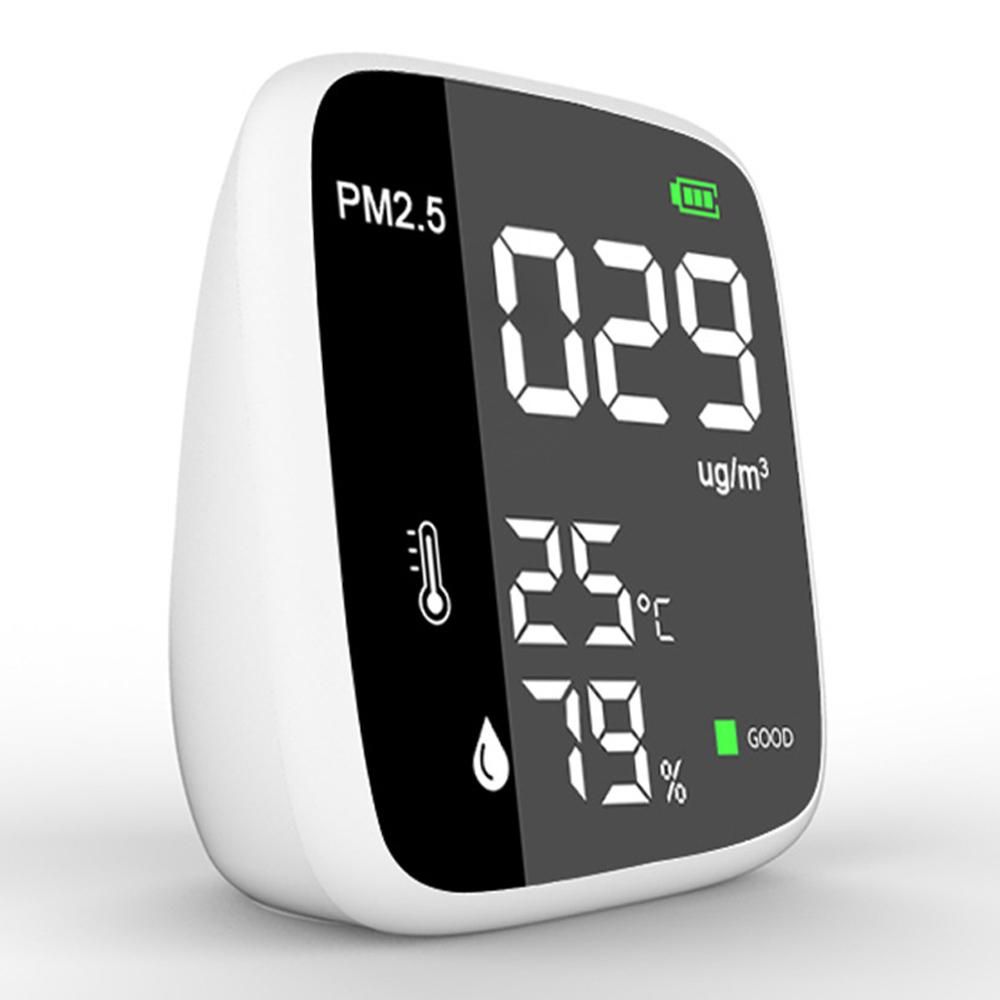 Portable USB Rechargeable PM2.5 Detector Multifunctional Thermohygrometer Home Air Detector Indoor Air Quality Analyzer Household Air Pollution Monitor