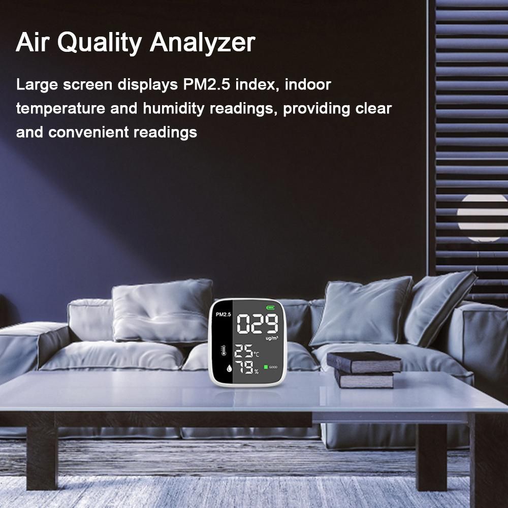 Portable USB Rechargeable PM2.5 Detector Multifunctional Thermohygrometer Home Air Detector Indoor Air Quality Analyzer Household Air Pollution Monitor