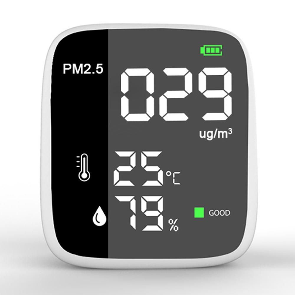 Portable USB Rechargeable PM2.5 Detector Multifunctional Thermohygrometer Home Air Detector Indoor Air Quality Analyzer Household Air Pollution Monitor