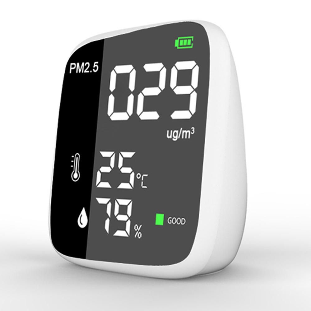 Portable USB Rechargeable PM2.5 Detector Multifunctional Thermohygrometer Home Air Detector Indoor Air Quality Analyzer Household Air Pollution Monitor
