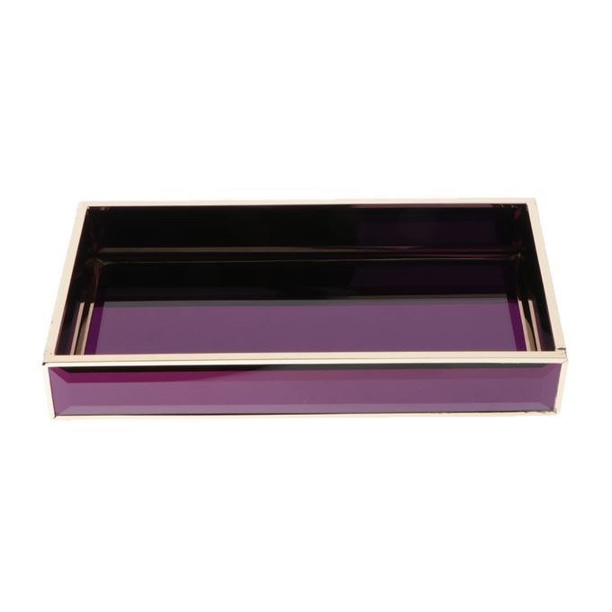 Glass Tray Plate Translucent Dresser Cosmetics Storage Holder Jewelry