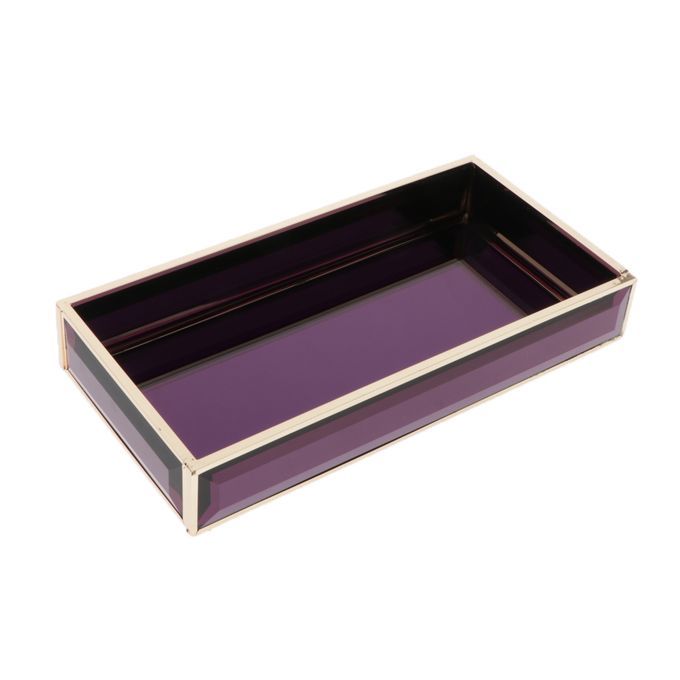 Glass Tray Plate Translucent Dresser Cosmetics Storage Holder Jewelry