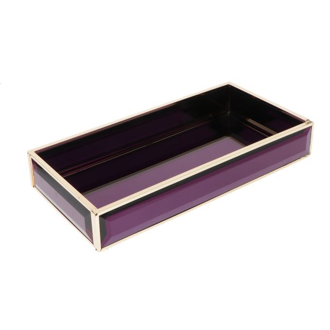 Glass Tray Plate Translucent Dresser Cosmetics Storage Holder Jewelry