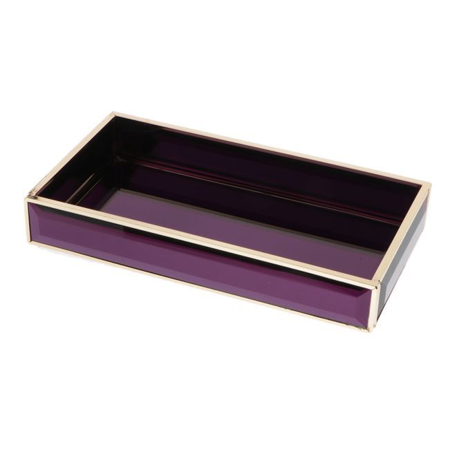 Glass Tray Plate Translucent Dresser Cosmetics Storage Holder Jewelry
