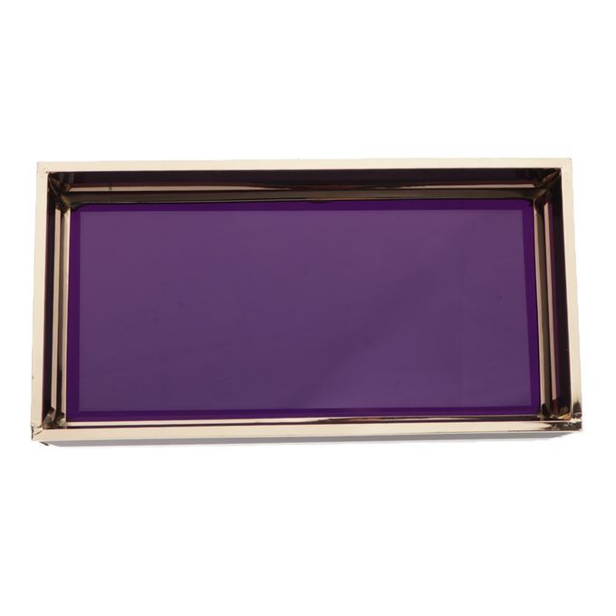 Glass Tray Plate Translucent Dresser Cosmetics Storage Holder Jewelry