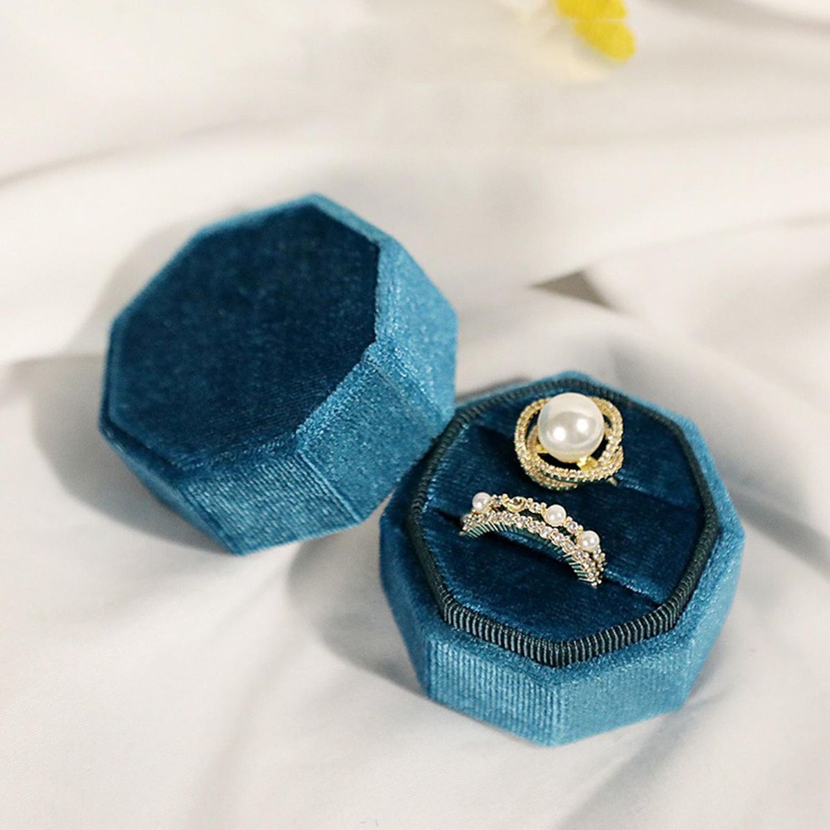 Jewelry Box Couple Rings Box Dressing Table Jewelry Organizer Light Blue