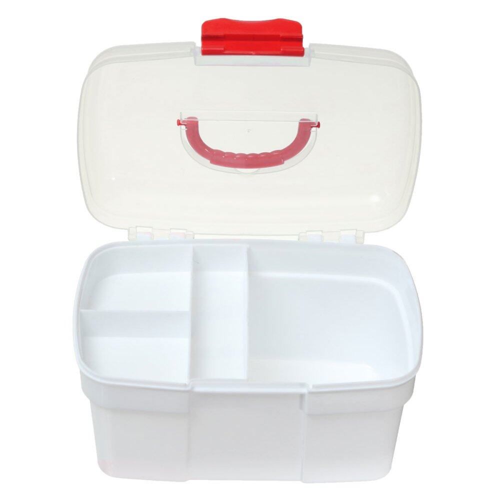 Plastic Clear Health Medicine Chest First Aid Kit Case Storage Box Red Gules