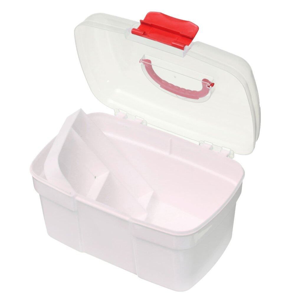 Plastic Clear Health Medicine Chest First Aid Kit Case Storage Box Red Gules