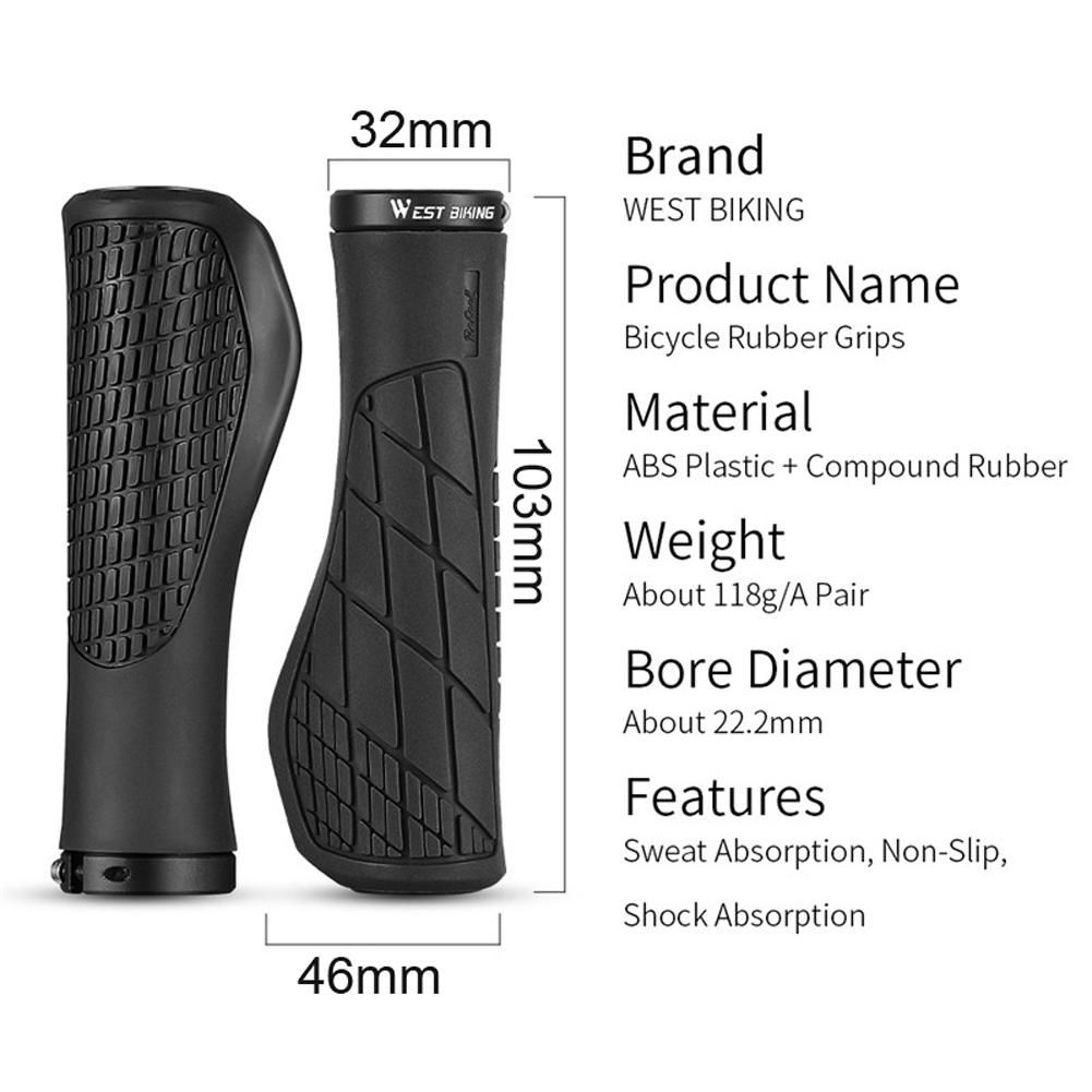 A Pair of Silicone Bicycle Grips Soft MTB Road Bike Handlebar Shockproof Anti-Slip Ergonomic Cycling Handlebar Grips