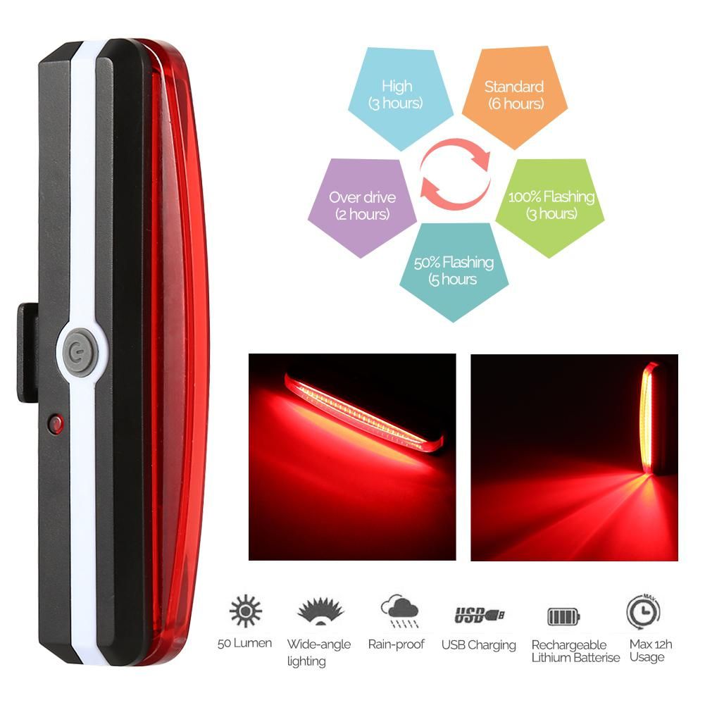 Usb Rechargeable Bike Tail Light Powerful 5 Modes Led Light