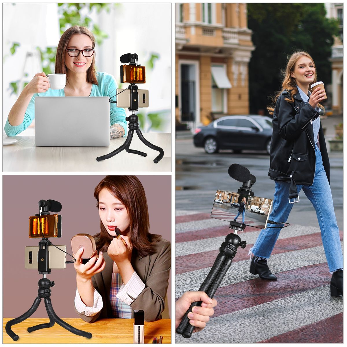 PULUZ Mini Octopus Flexible Tripod Holder With Ball Head & Phone Clamp + Tripod Mount Adapter & Long Screw For SLR Cameras, GoPro, Cellphone, Size: 30cmx5cm