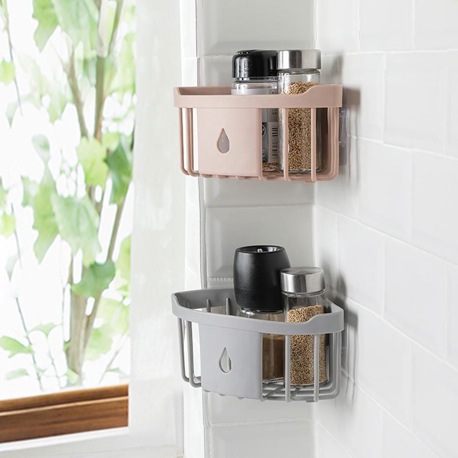 2pcs Plastic Corner Storage Rack Kitchen Organizer Shelf Sink Sponge Brush Holder Bathroom Corner  Toiletries Storage Holder