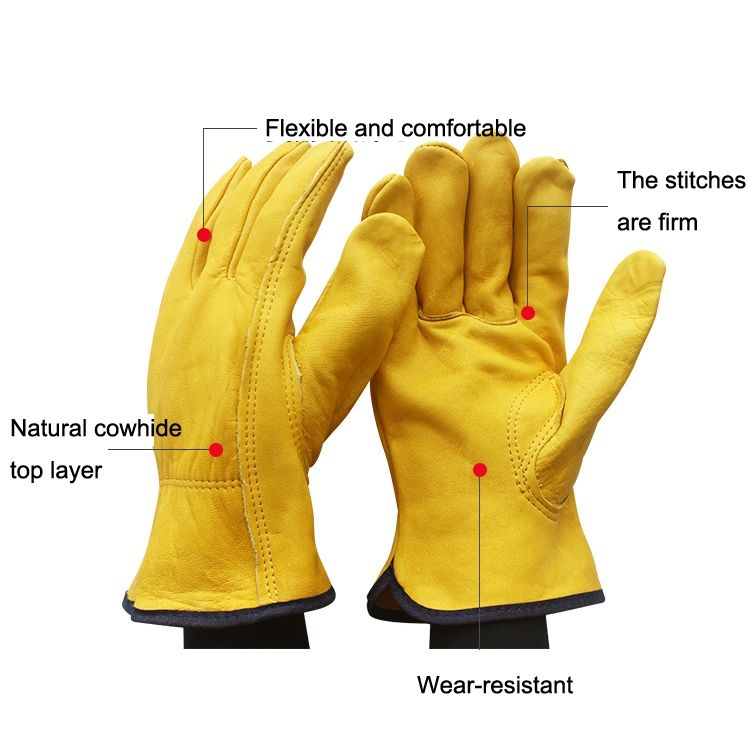 1 Pair JJ-1011 Genuine Leather Gardening Gloves, Size: M