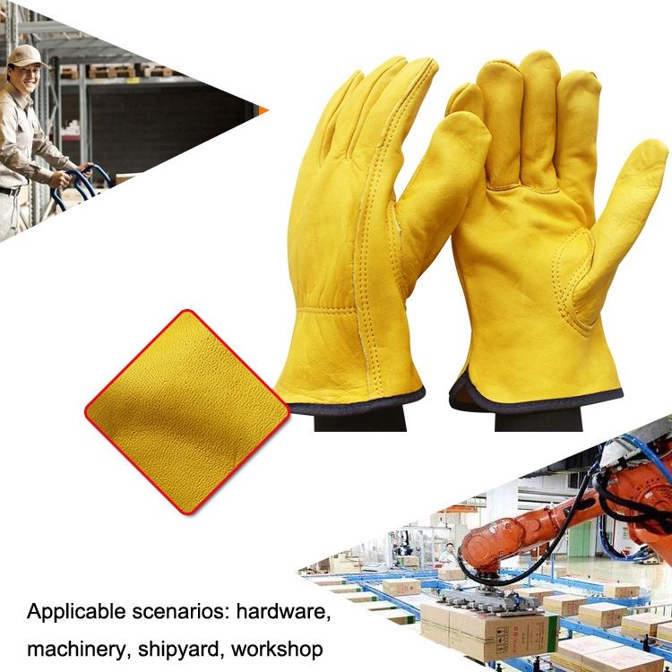 1 Pair JJ-1011 Genuine Leather Gardening Gloves, Size: M
