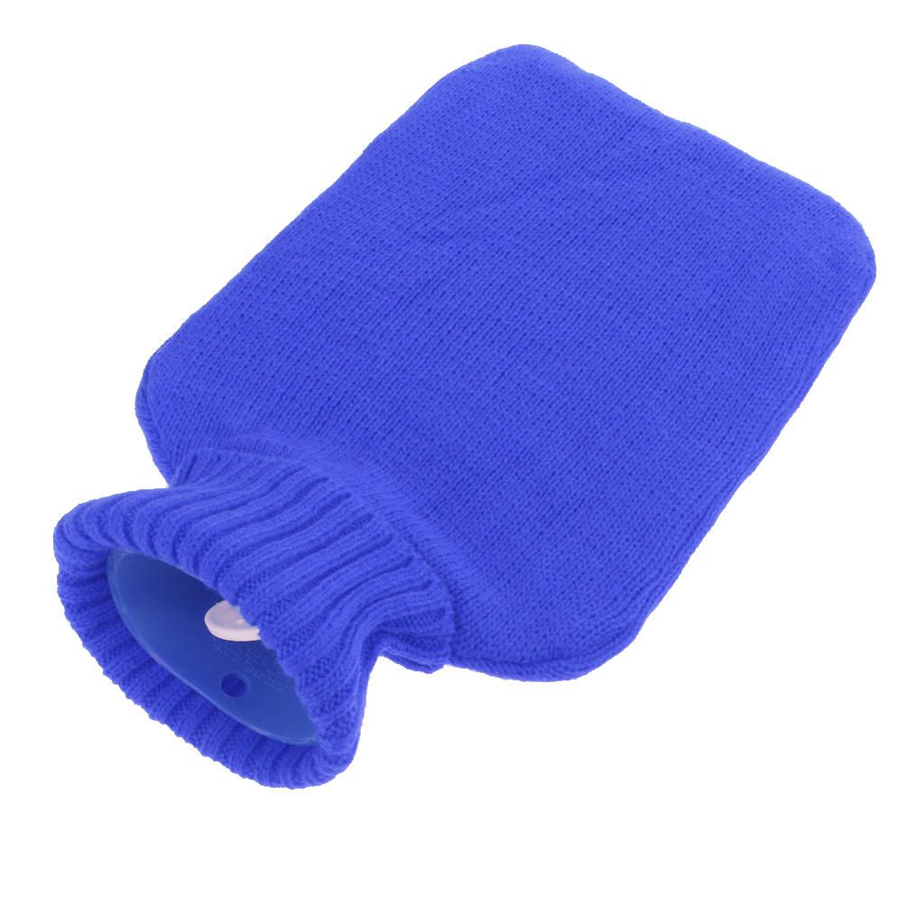 Large 2L Knitted Rubber Hot Water Bottles Bag Cover Warm Keeping Blue