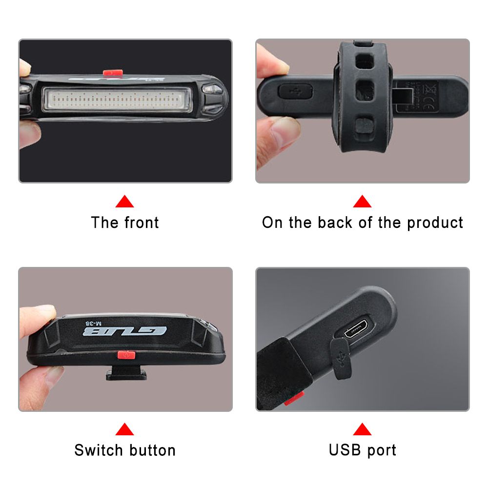 100LM Bike Rear Light USB Rechargeable LED Taillight Night