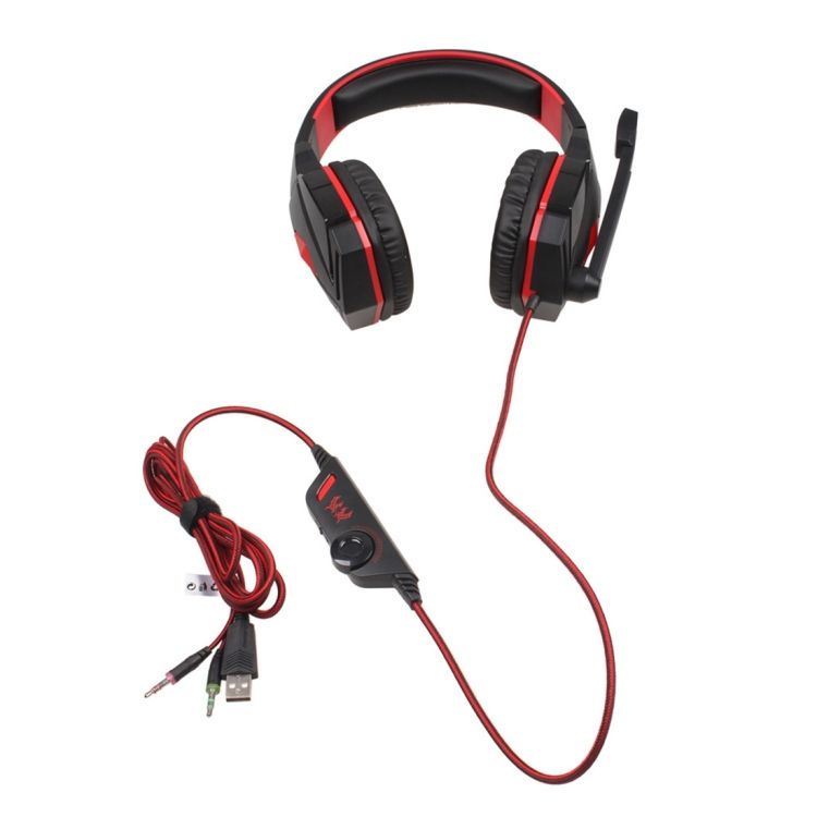 KOTION EACH G4000 Stereo Gaming Headphone Headset Headband With Mic Volume Control LED Light For PC Gamer,Cable Length: About 2.2m