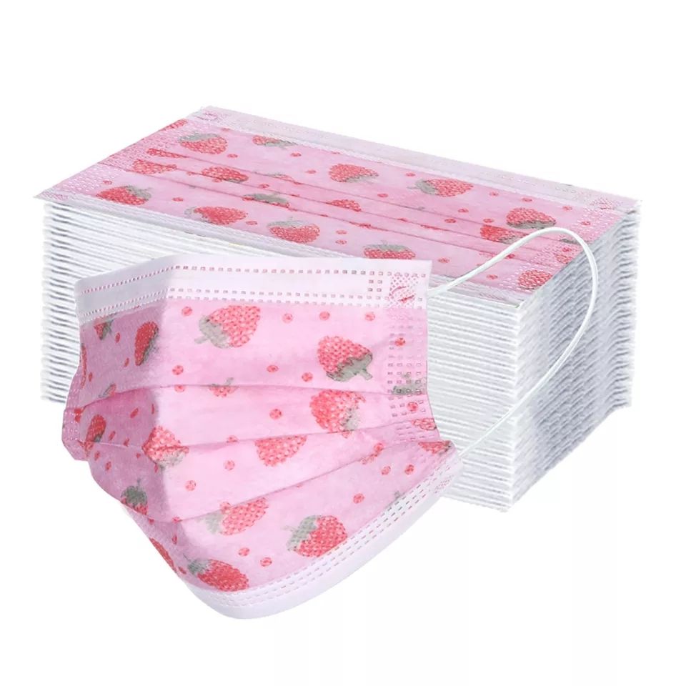 50 Pcs Disposable Kids Face Mask - Protects Nose & Mouth Pink