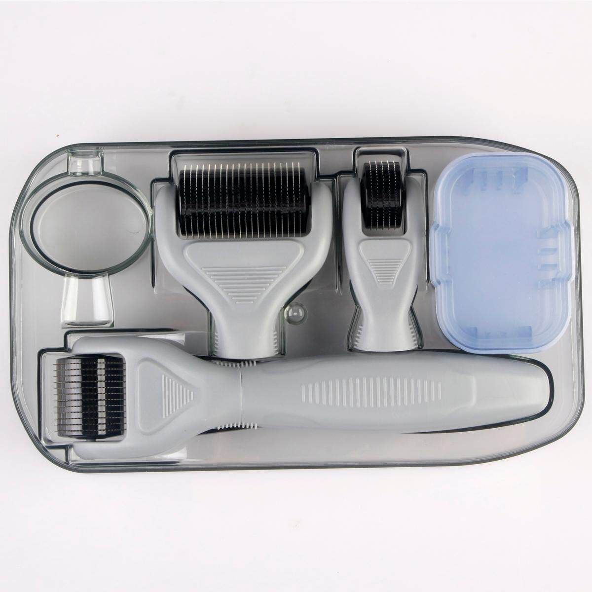 4 In 1 Titanium Derma Roller Kit Micro Therapy Skin Care Scars Pro Kit Grey