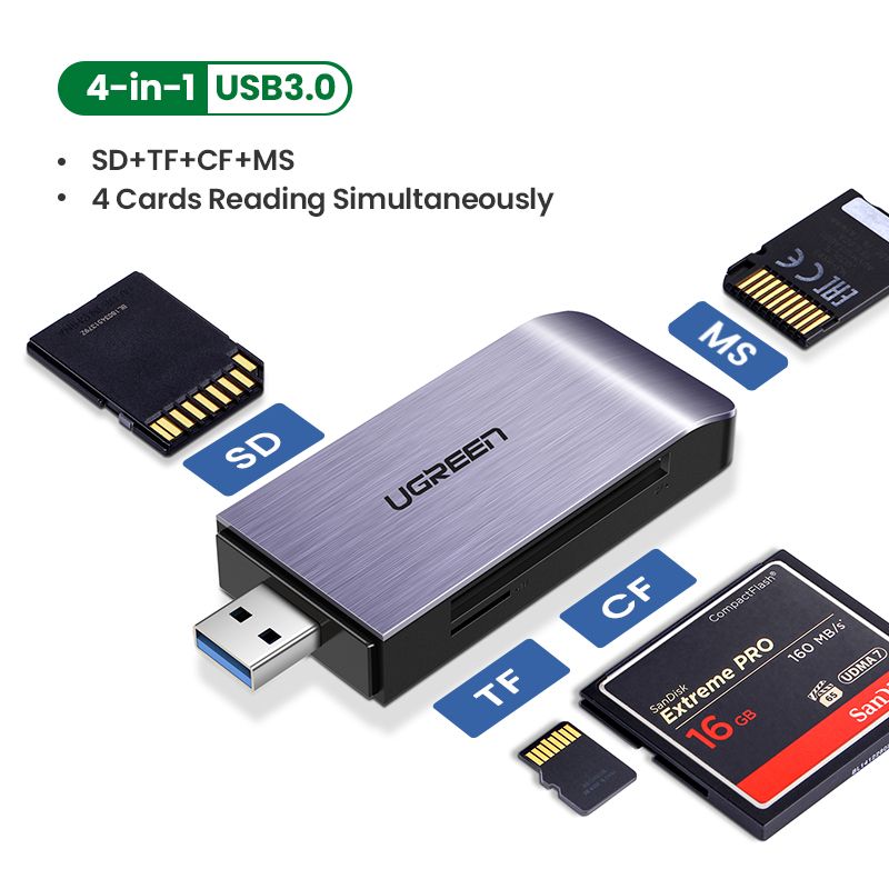 SD Card Reader USB 3.0 High-Speed CF Memory Card Adapter