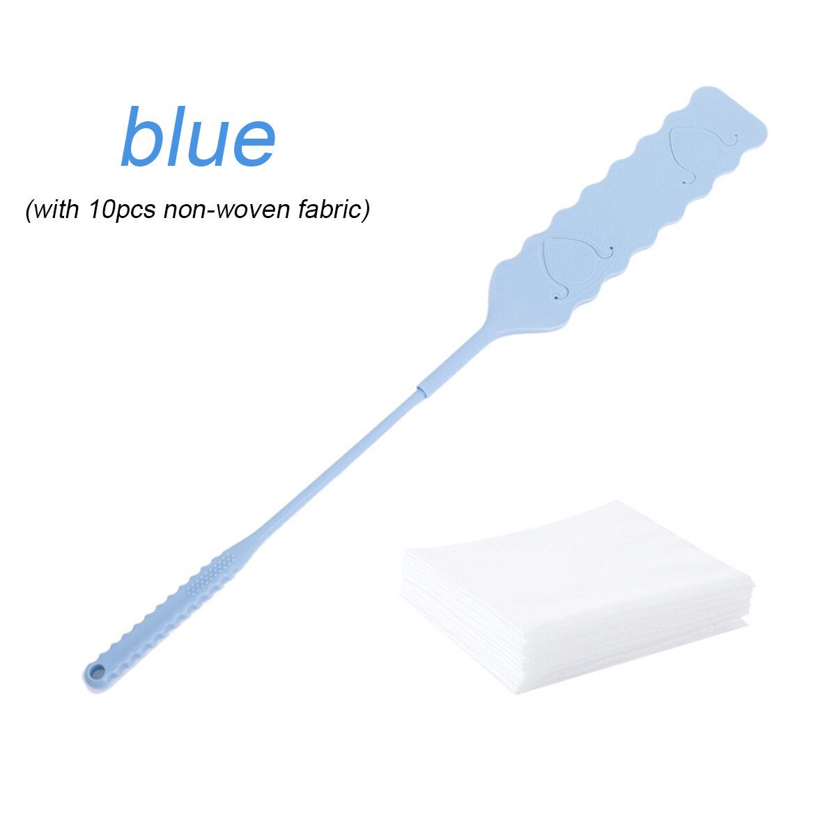 Long Thin Bendable Cleaning Duster Handle Flat Head Cleaner Non-Woven Fabric Blue