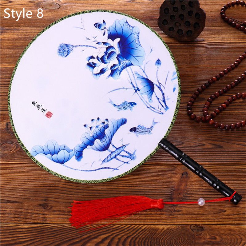 Dancing Circular Both With Handheld Tassel Female Side Classical Pendant Round Style Silk Styles 28 Flower Printed Fan Chinese