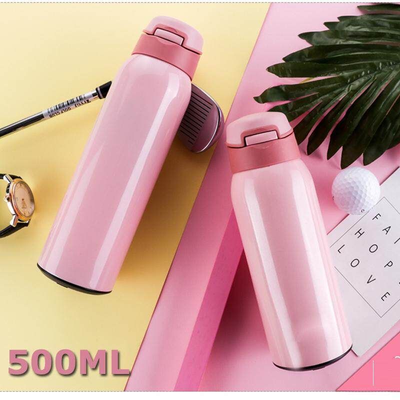 500ml 304 Stainless Steel Double Walled Stainless Steel Vacuum Cup Bottle Blue/Pink/Yellow Pink