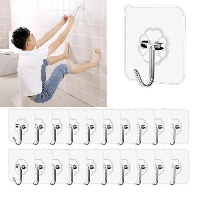 4PCS Wall Hook Waterproof and Oil-proof Self-adhesive Transparent Reusable Transparent